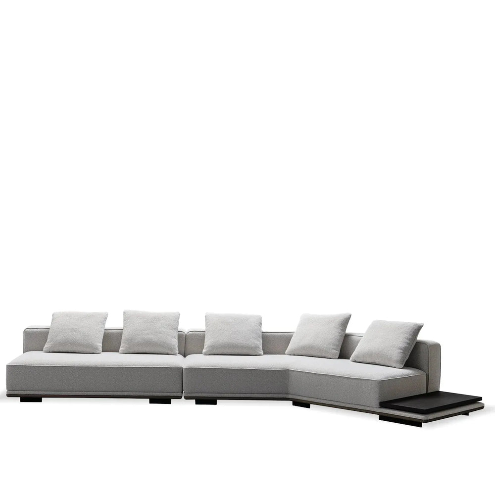 Minimalist mixed weave fabric modular l shape sectional sofa eleganza 3+l in white background.