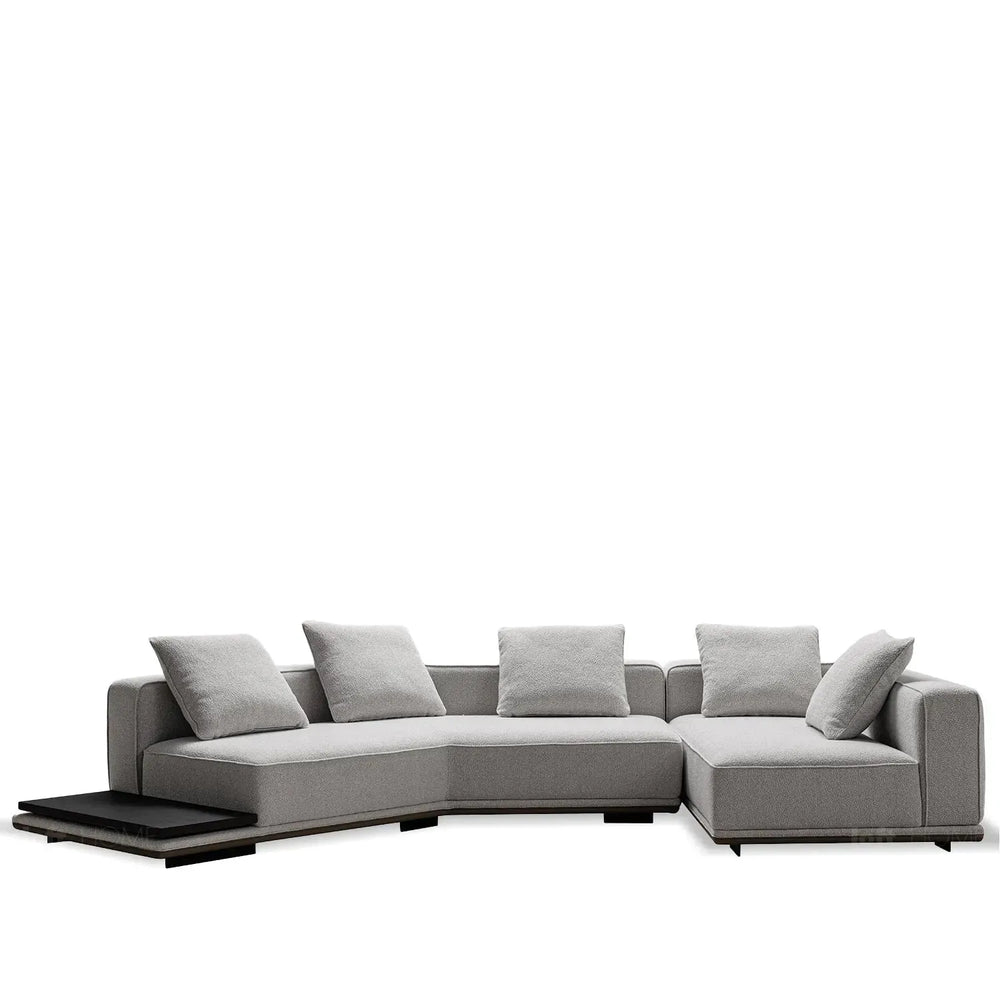 Minimalist mixed weave fabric modular l shape sectional sofa eleganza 4+l in still life.