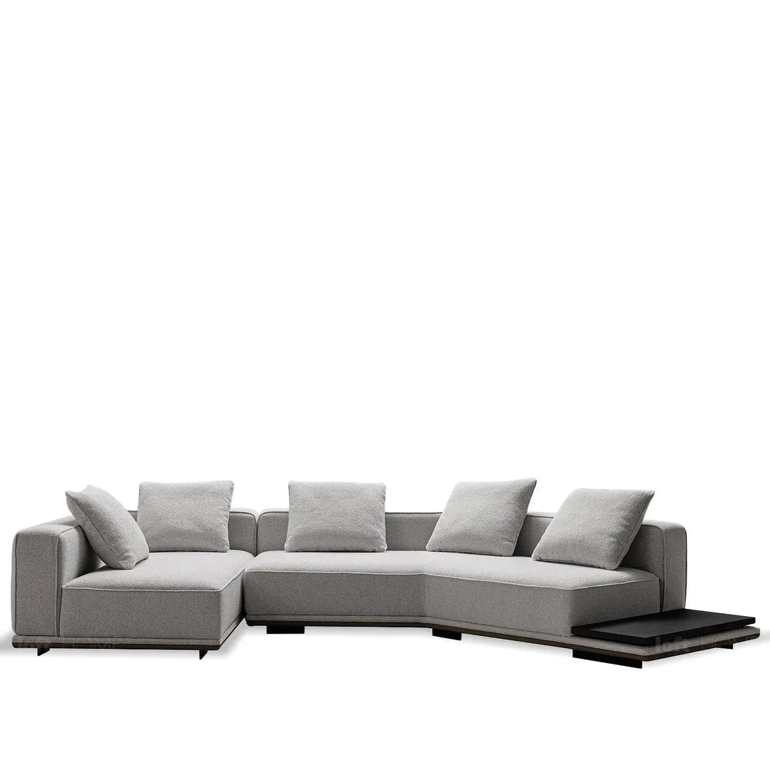 Minimalist mixed weave fabric modular l shape sectional sofa eleganza 4+l in white background.