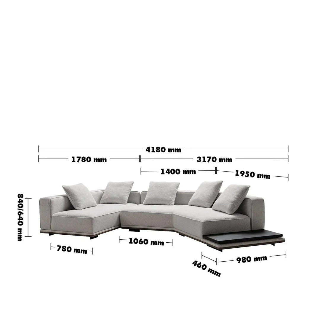 Minimalist mixed weave fabric modular l shape sectional sofa eleganza 4+l size charts.