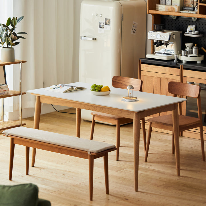 Scandinavian sintered stone dining table green primary product view.