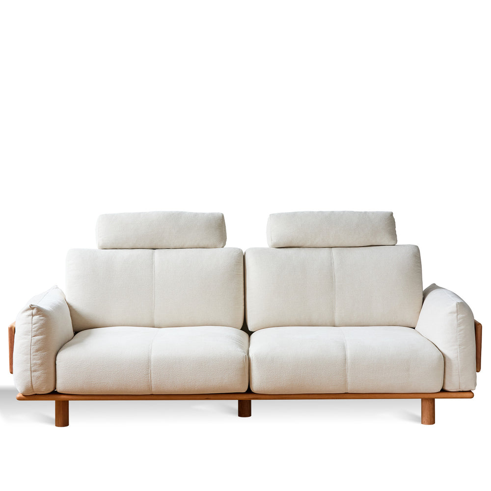 Scandinavian mixed weave fabric 2 seater sofa bessen in white background.