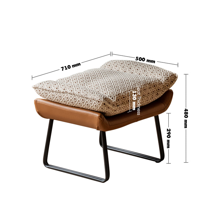 Vintage mixed weave fabric racking chair 1 seater sofa with ottoman eggshell color swatches.