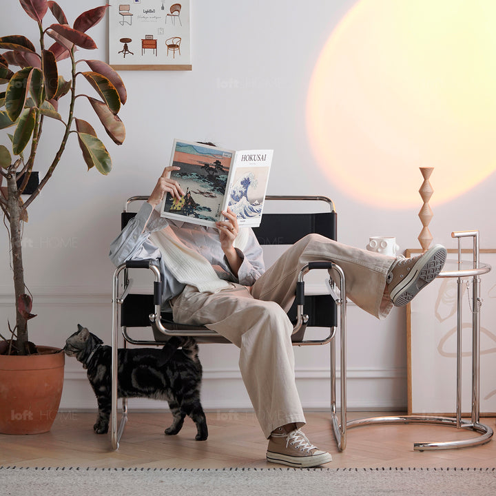 Vintage steel leather sofa chair 1 seater sofa wassily situational feels.