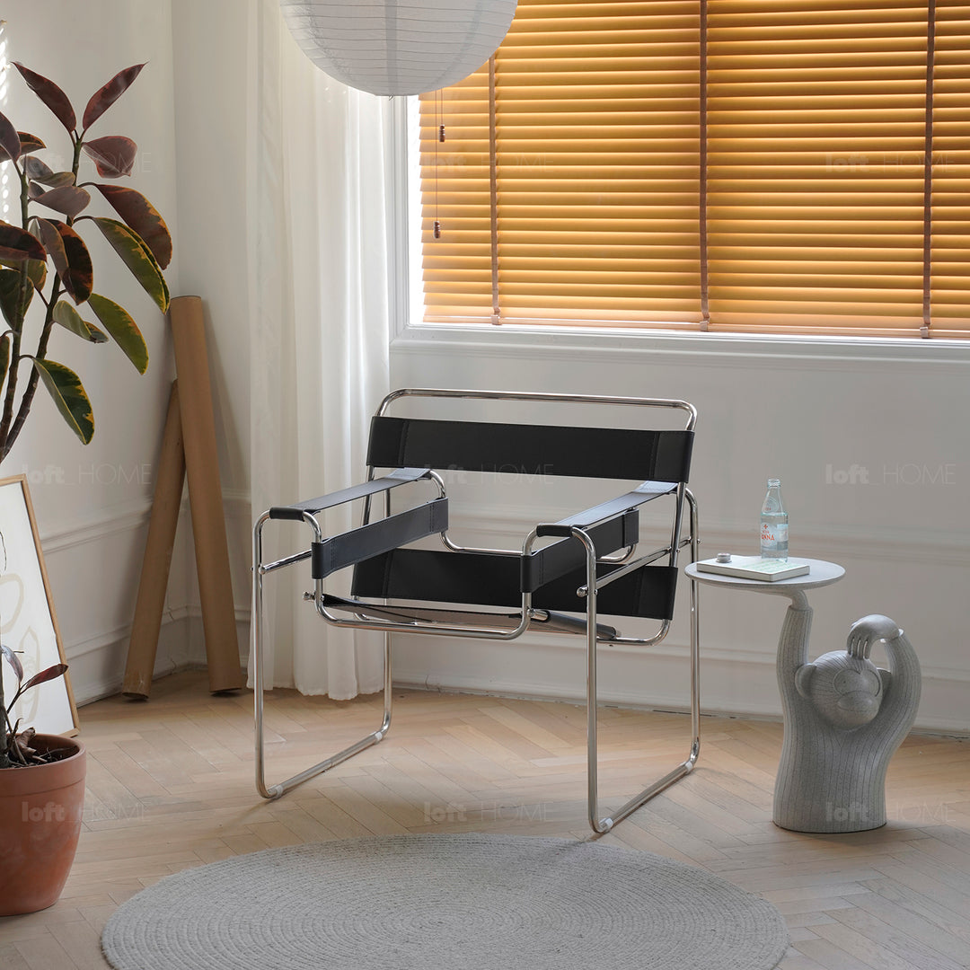 Vintage steel leather sofa chair 1 seater sofa wassily layered structure.