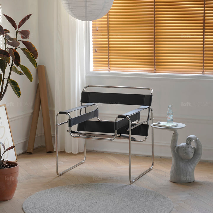 Vintage steel leather sofa chair 1 seater sofa wassily layered structure.