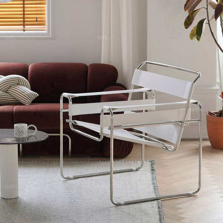 Vintage steel leather sofa chair 1 seater sofa wassily detail 2.