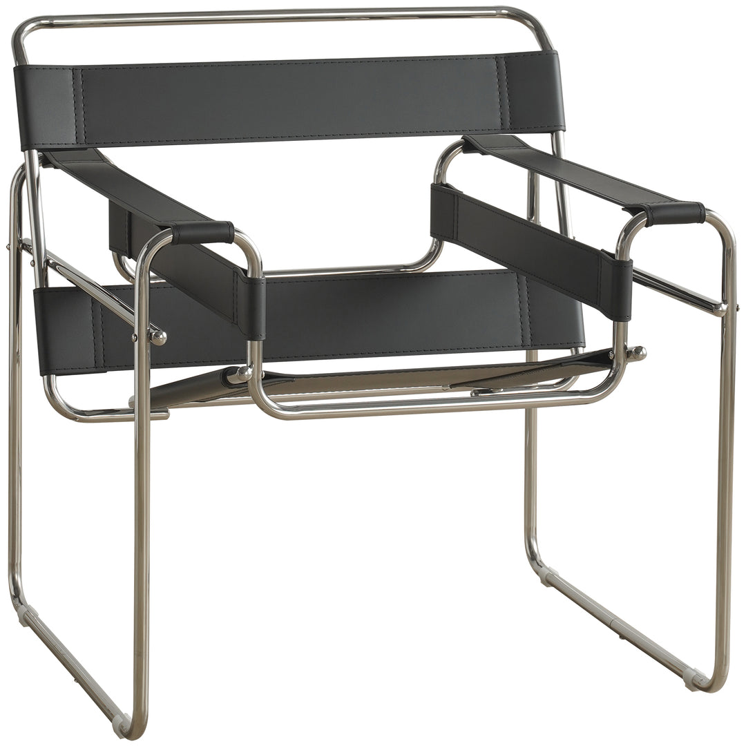 Vintage steel leather sofa chair 1 seater sofa wassily in white background.