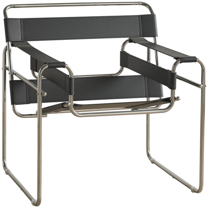 Vintage steel leather sofa chair 1 seater sofa wassily in white background.