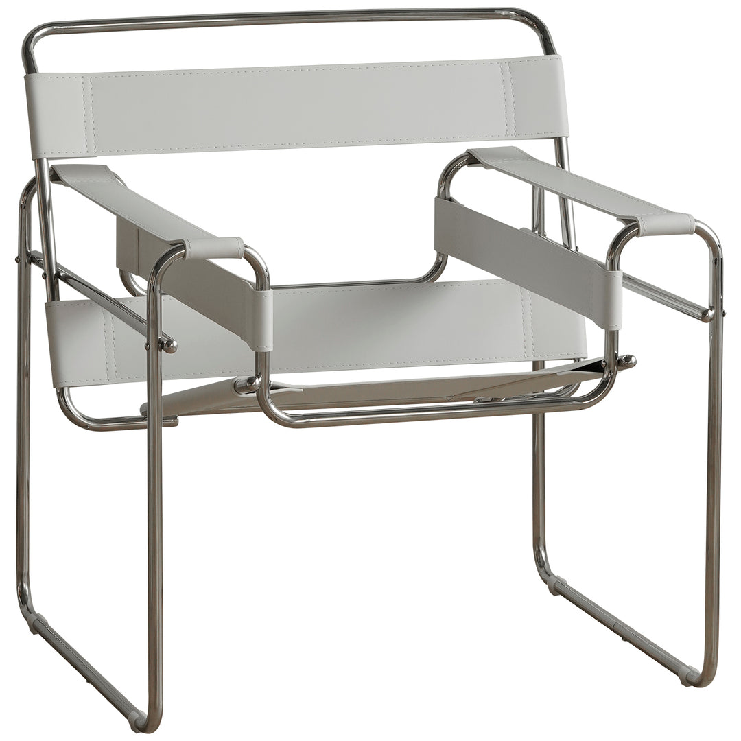 Vintage steel leather sofa chair 1 seater sofa wassily detail 4.