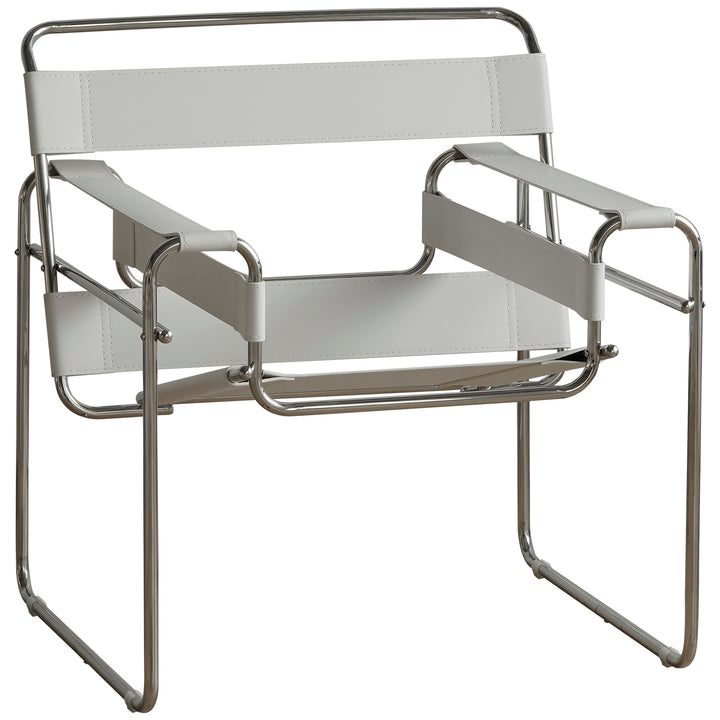 Vintage steel leather sofa chair 1 seater sofa wassily detail 4.