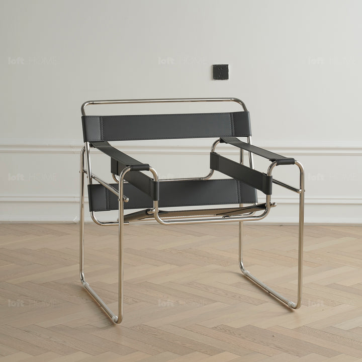 Vintage steel leather sofa chair 1 seater sofa wassily material variants.