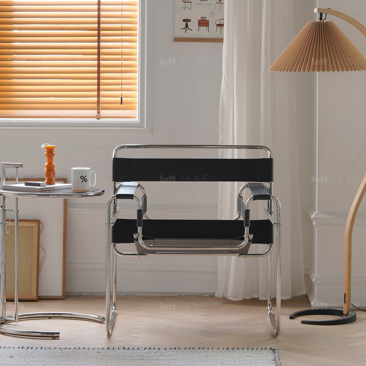 Vintage steel leather sofa chair 1 seater sofa wassily in real life style.