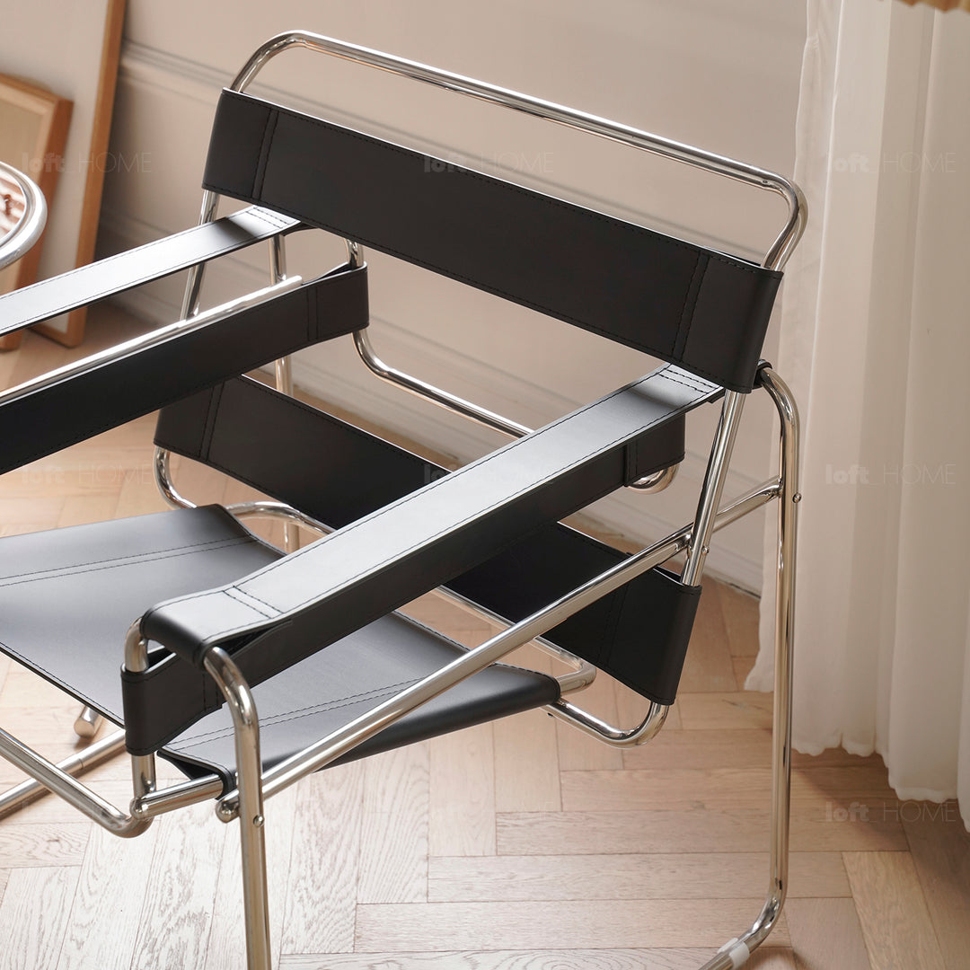 Vintage steel leather sofa chair 1 seater sofa wassily with context.