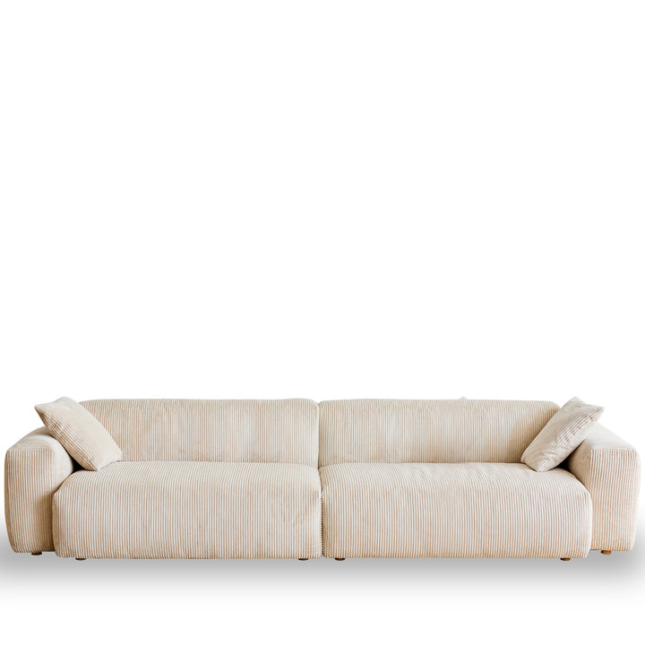 Cream Corduroy Velvet Fabric 4 Seater Sofa SQUARE