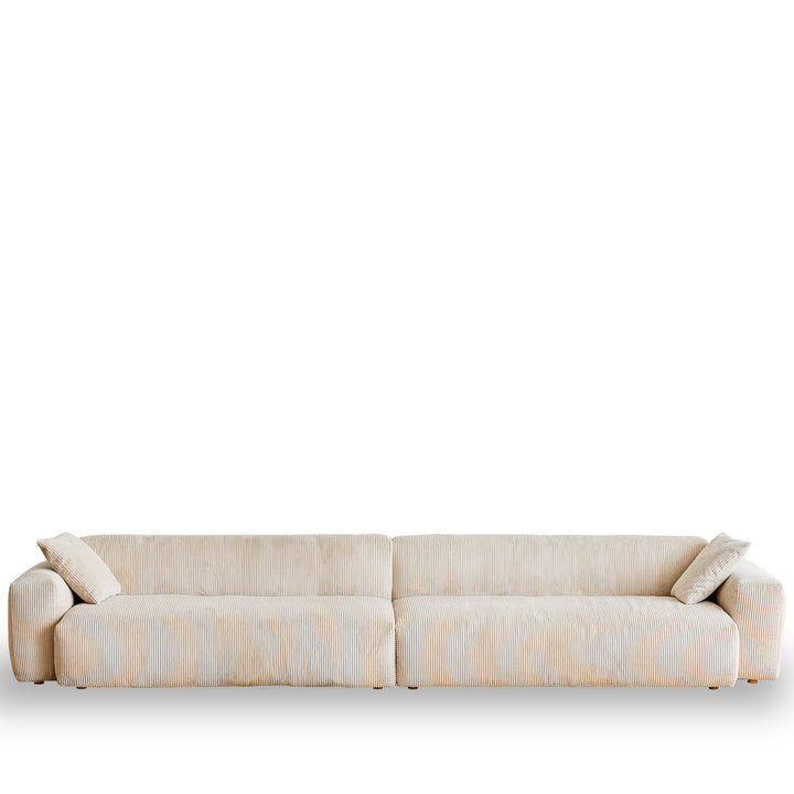 Cream Corduroy Velvet Fabric 4 Seater Sofa SQUARE