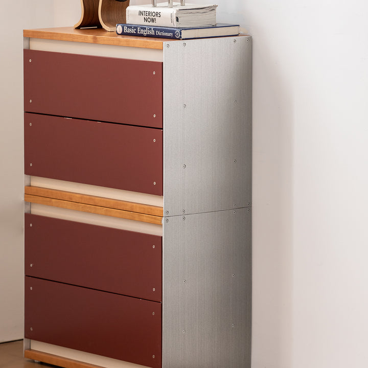 Bauhaus aluminium modular chest of drawer geometric material variants.