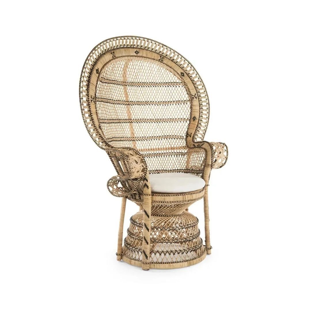 Bohemian rattan 1 seater sofa retro peacock in real life style.