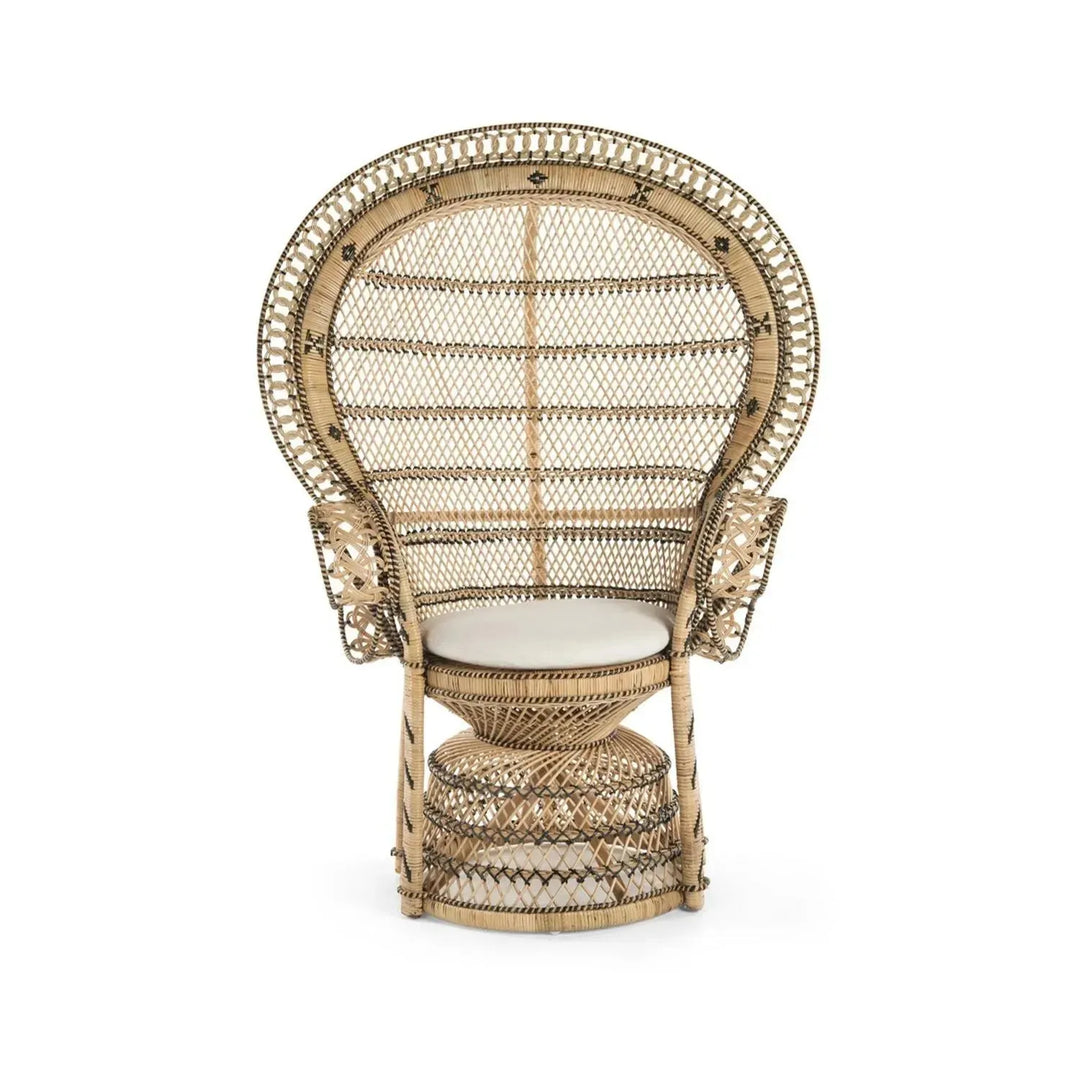 Bohemian rattan 1 seater sofa retro peacock material variants.