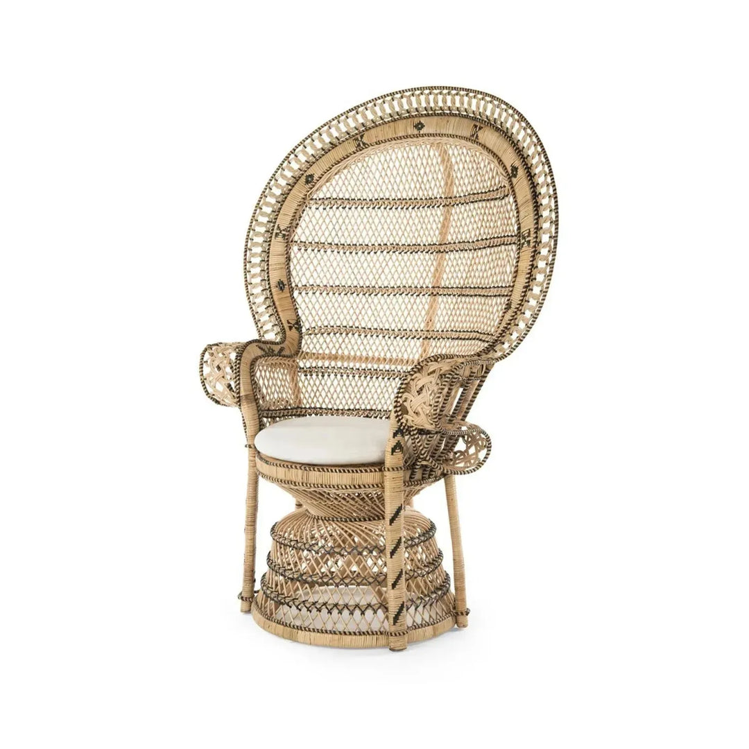 Bohemian rattan 1 seater sofa retro peacock color swatches.