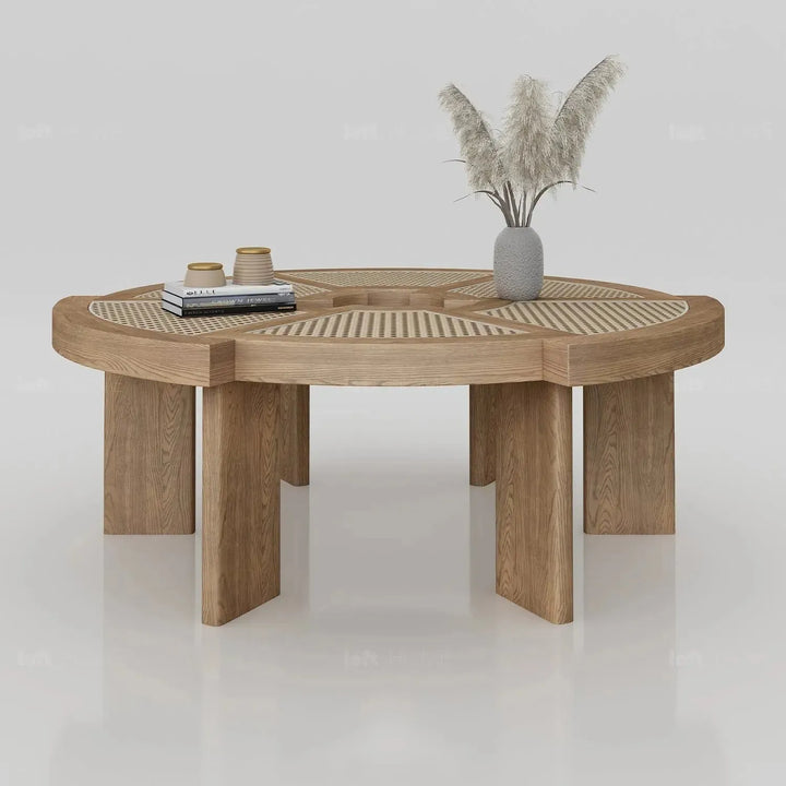 Scandinavian rattan coffee table rio in details.