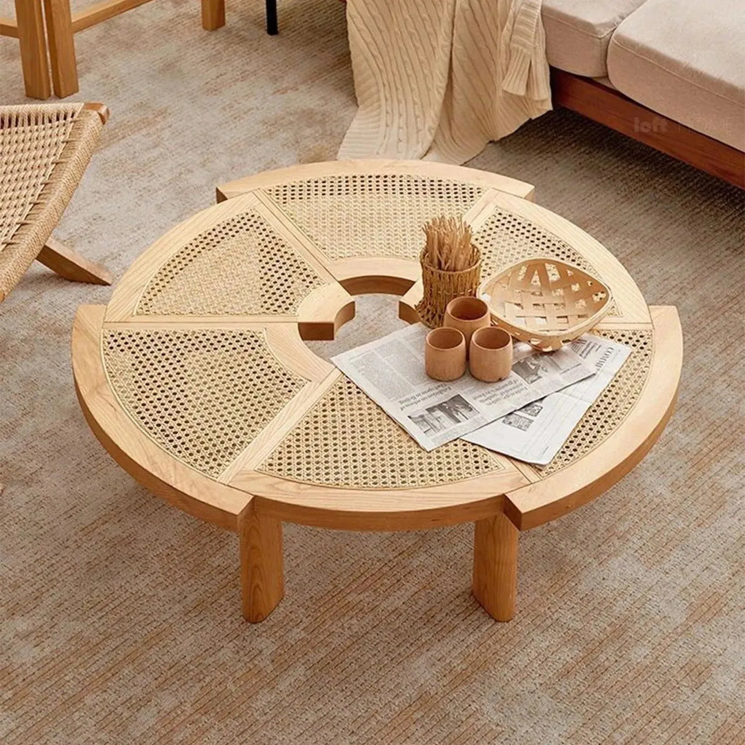 Scandinavian rattan coffee table rio color swatches.