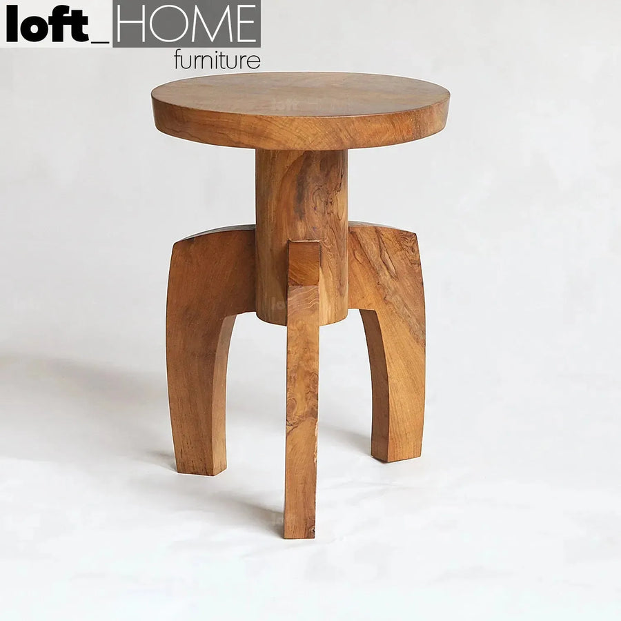 Rustic wood side table luna primary product view.