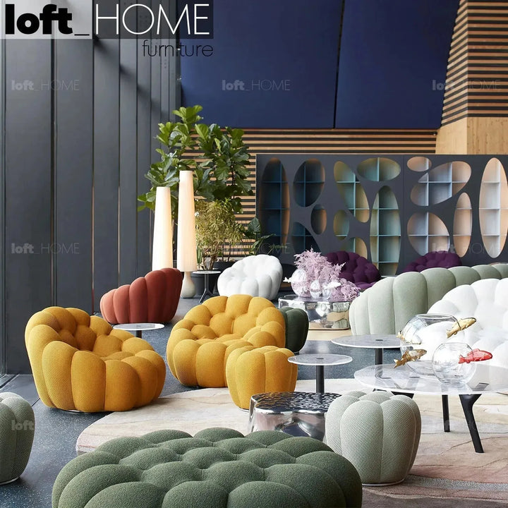 Contemporary fabric 1 seater sofa bubble primary product view.