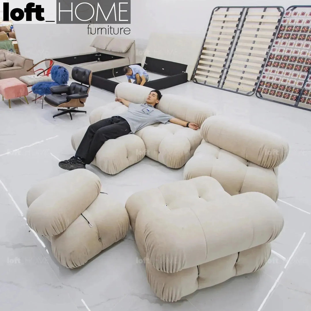 Contemporary fabric 1 seater sofa camaleonda in panoramic view.