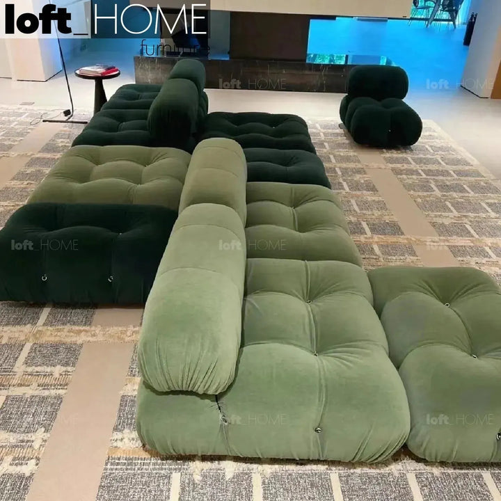 Contemporary fabric 1 seater sofa camaleonda in still life.