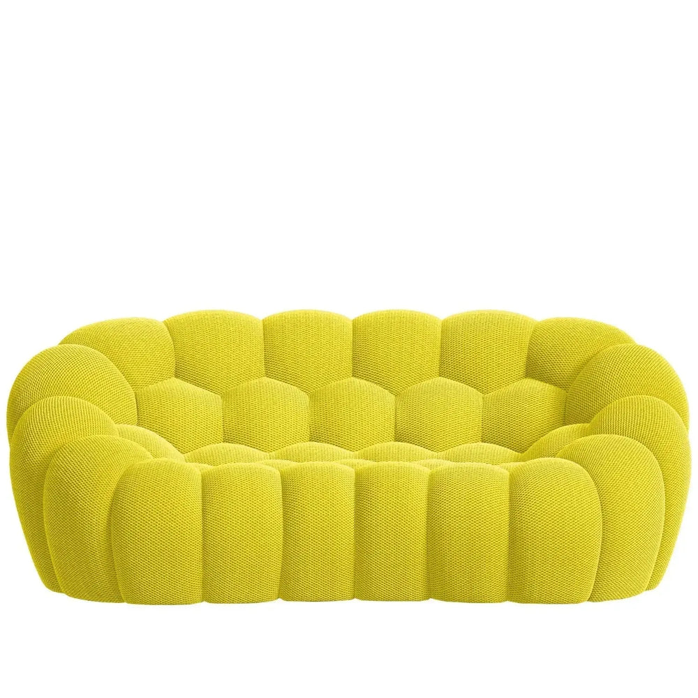 Contemporary fabric 2 seater sofa bubble in white background.