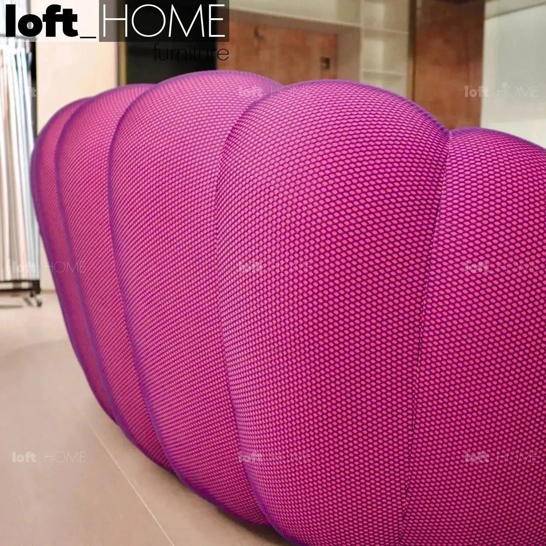 Contemporary fabric 2 seater sofa bubble in details.