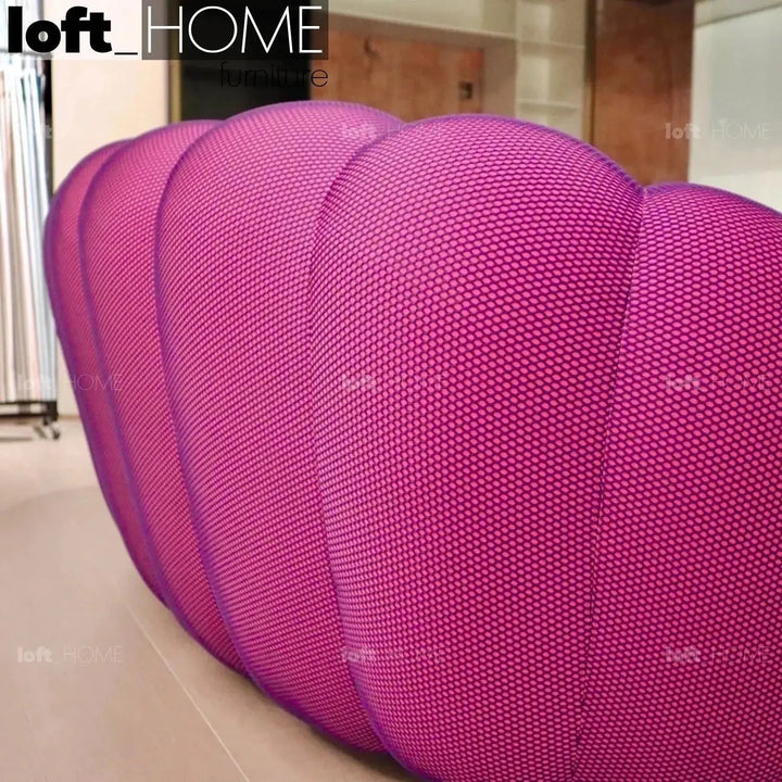 Contemporary fabric 2 seater sofa bubble in details.