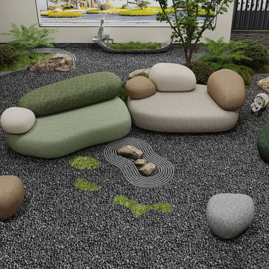 Contemporary fabric 3 seater sofa pebble chaise primary product view.