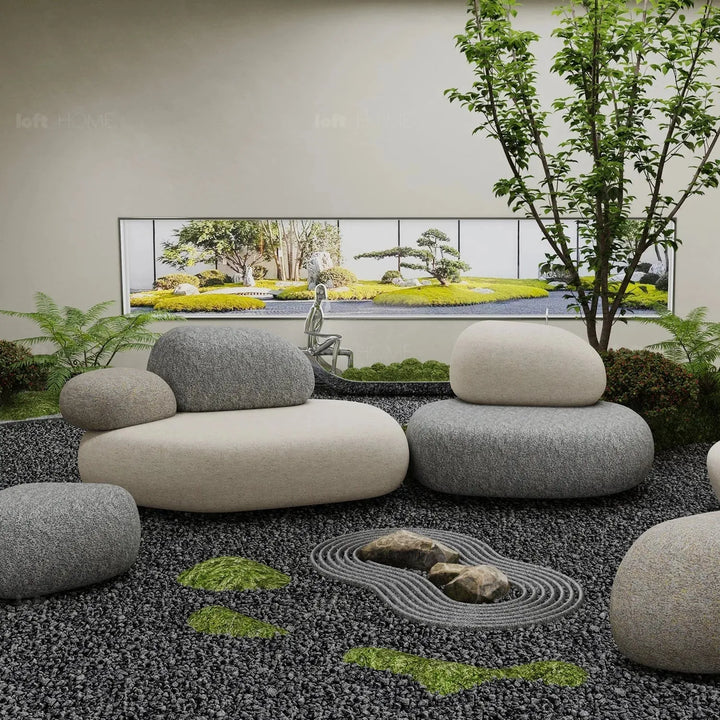 Contemporary fabric 2 seater sofa pebble conceptual design.