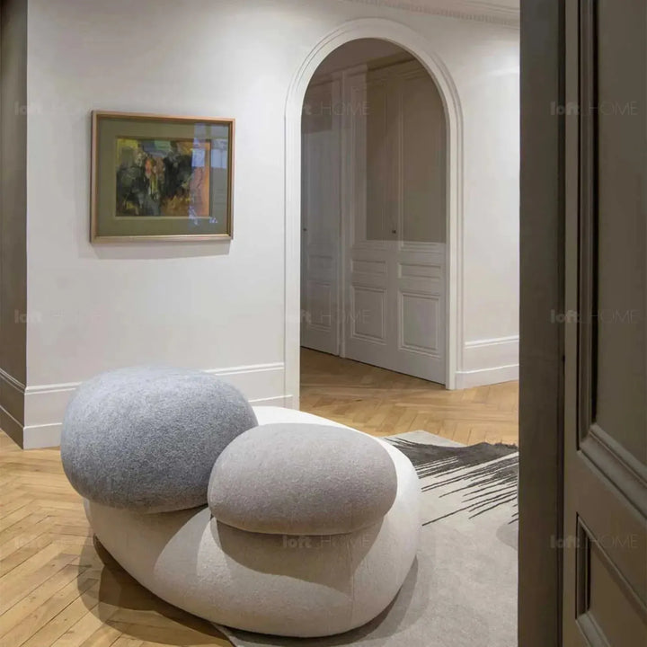 Contemporary fabric 2 seater sofa pebble layered structure.