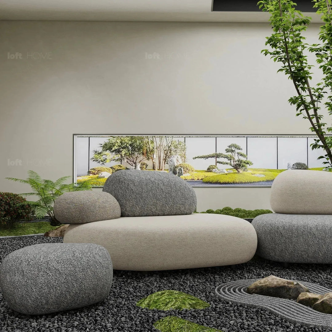 Contemporary fabric 2 seater sofa pebble environmental situation.