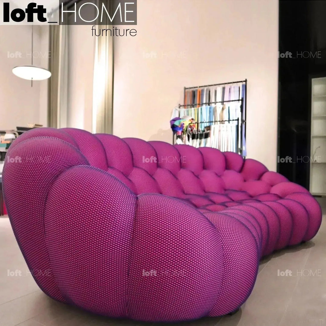 Contemporary fabric 3 seater sofa bubble in panoramic view.