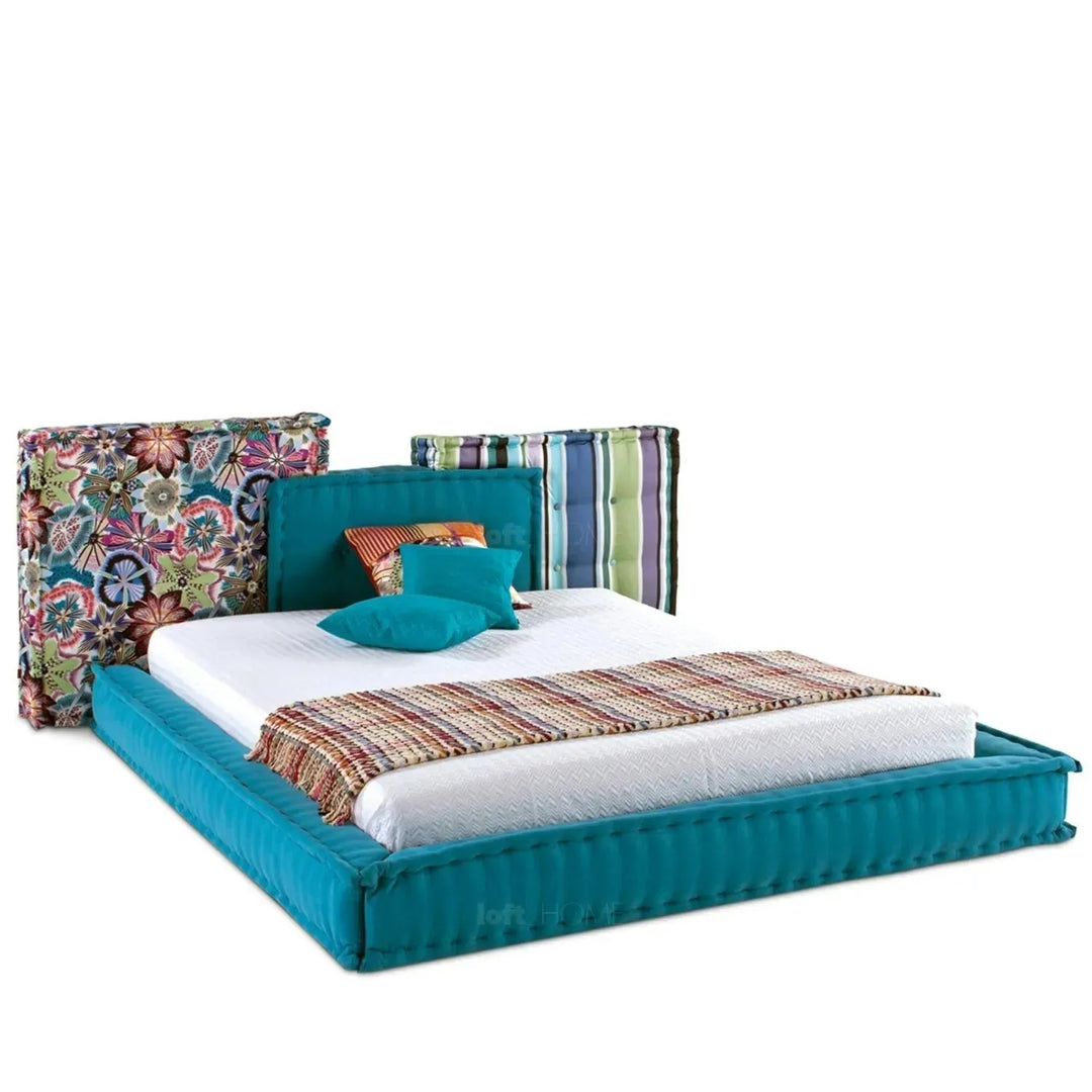 Contemporary fabric bed mahjong detail 1.