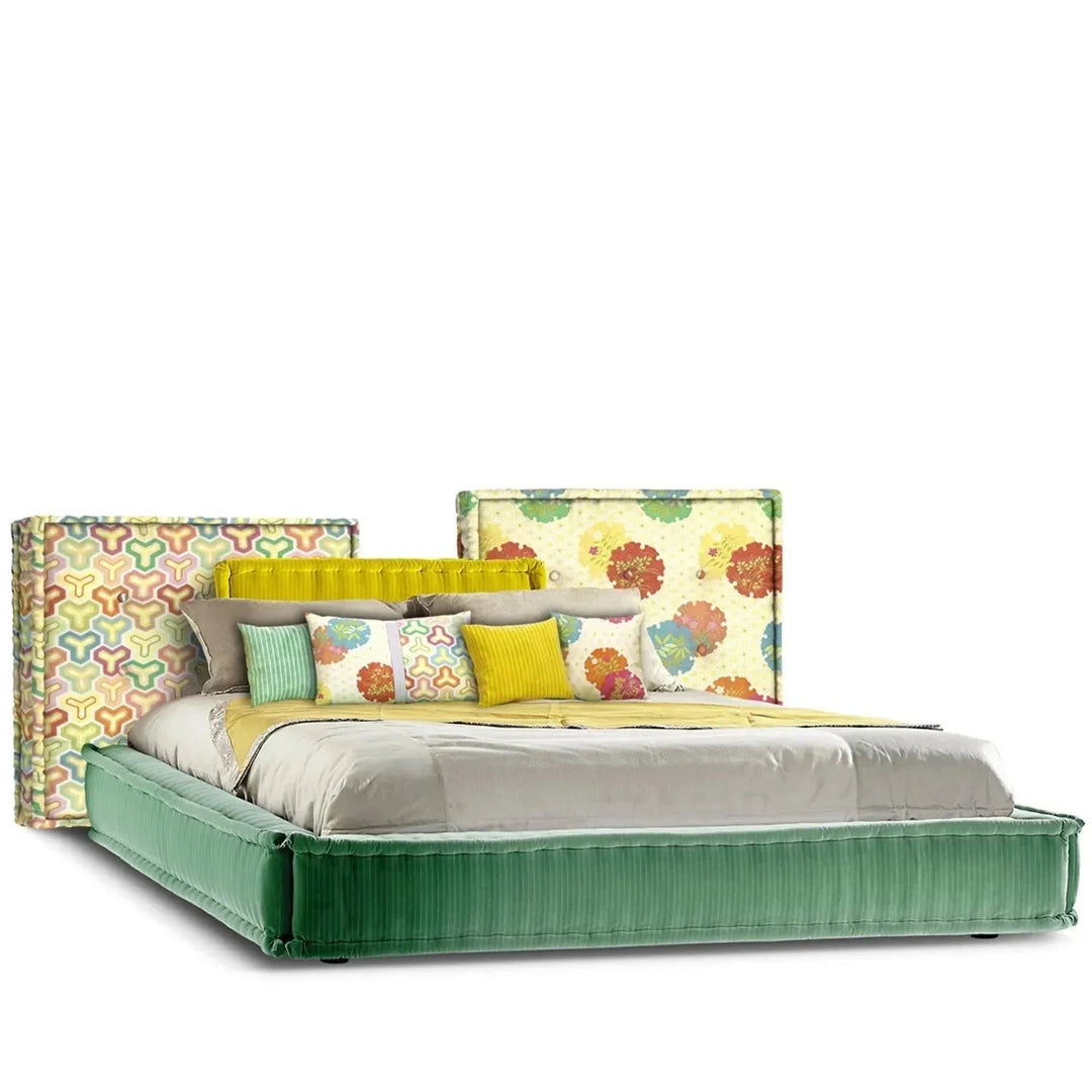 Contemporary fabric bed mahjong detail 7.