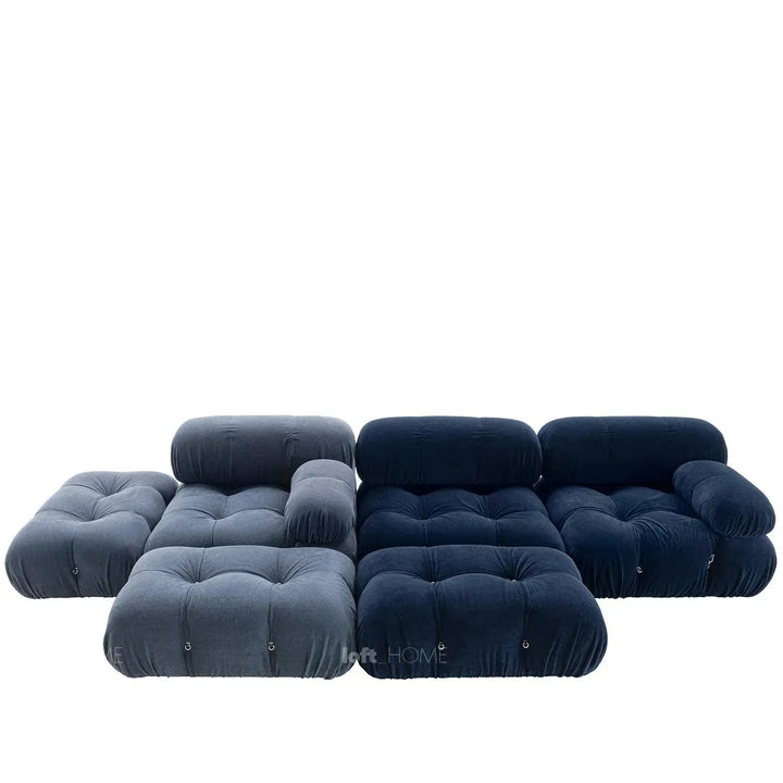 Contemporary fabric l shape sectional sofa camaleonda 3+l+ottoman in panoramic view.