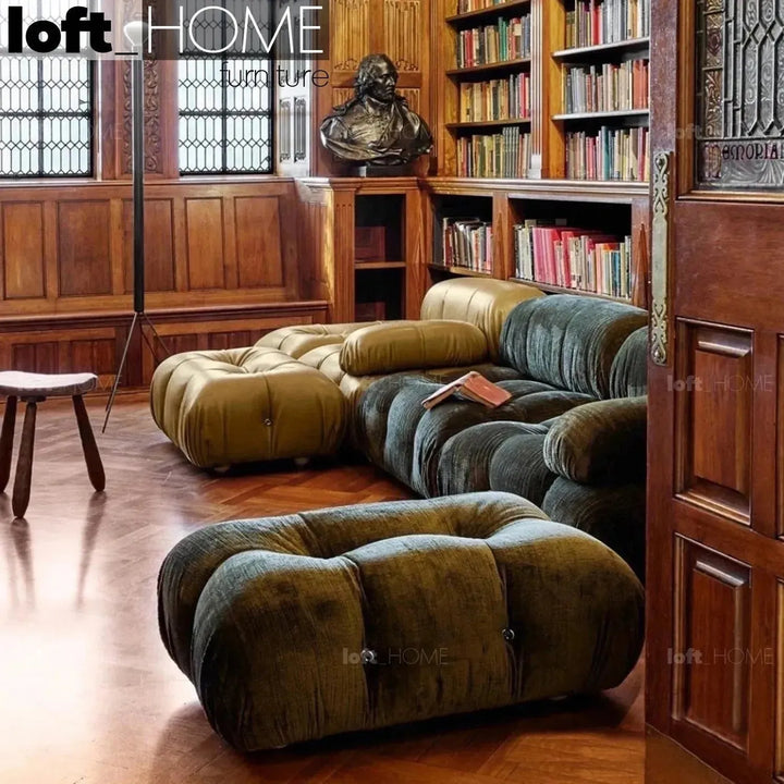 Contemporary fabric ottoman camaleonda primary product view.