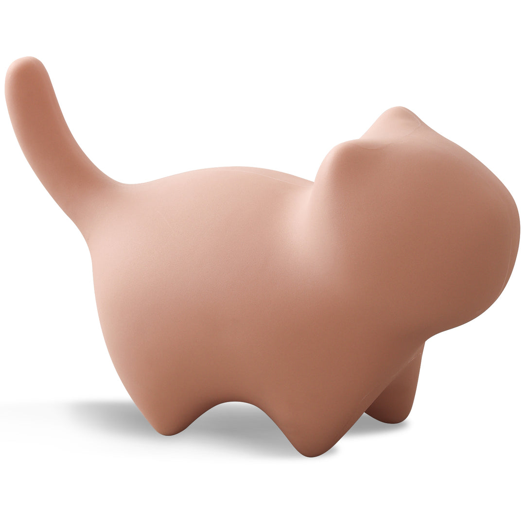 Contemporary plastic ottoman cat in panoramic view.