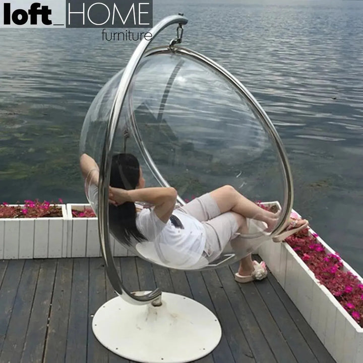 Contemporary plastic rocking chair 1 seater sofa bubble material variants.