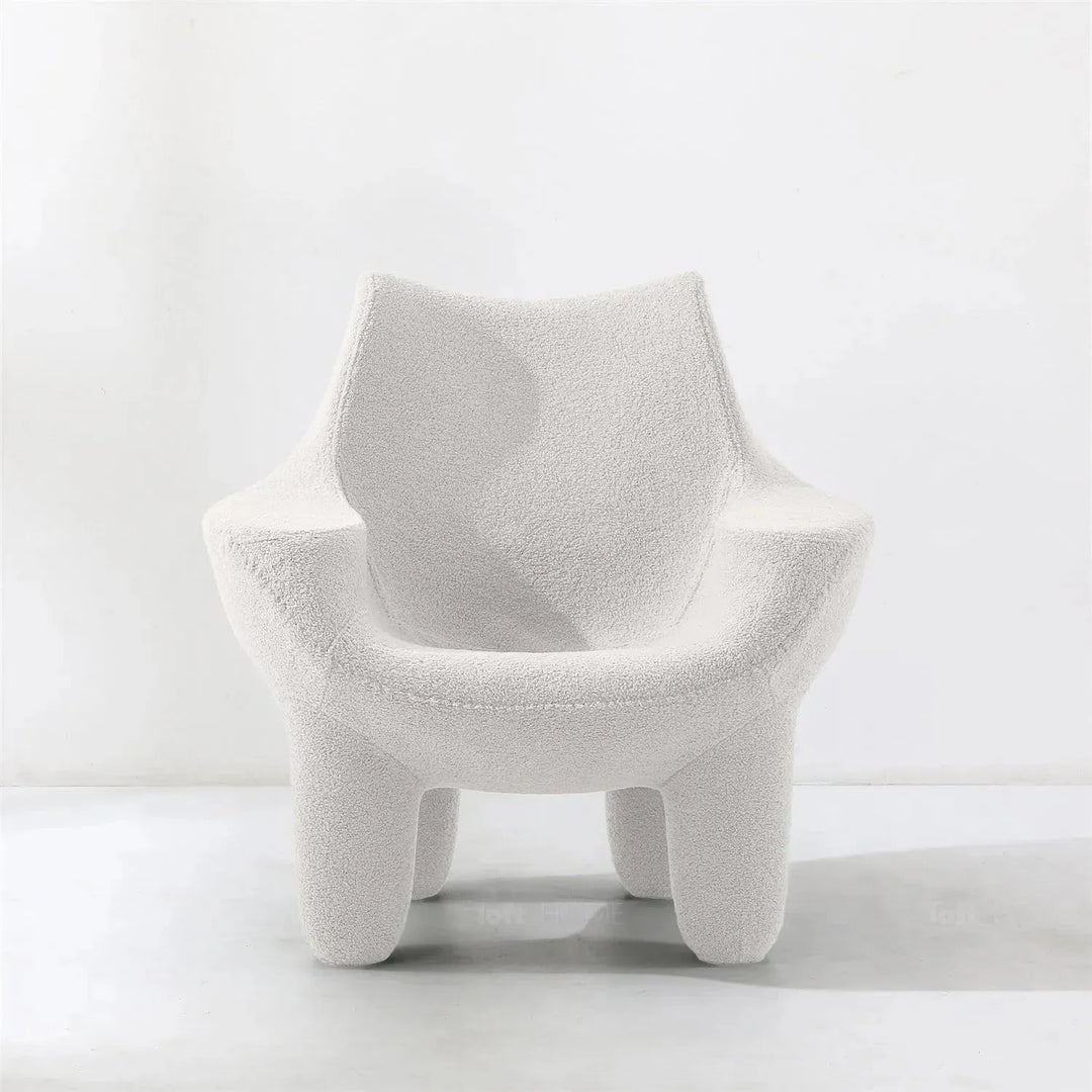 Cream boucle 1 seater sofa mibster material variants.