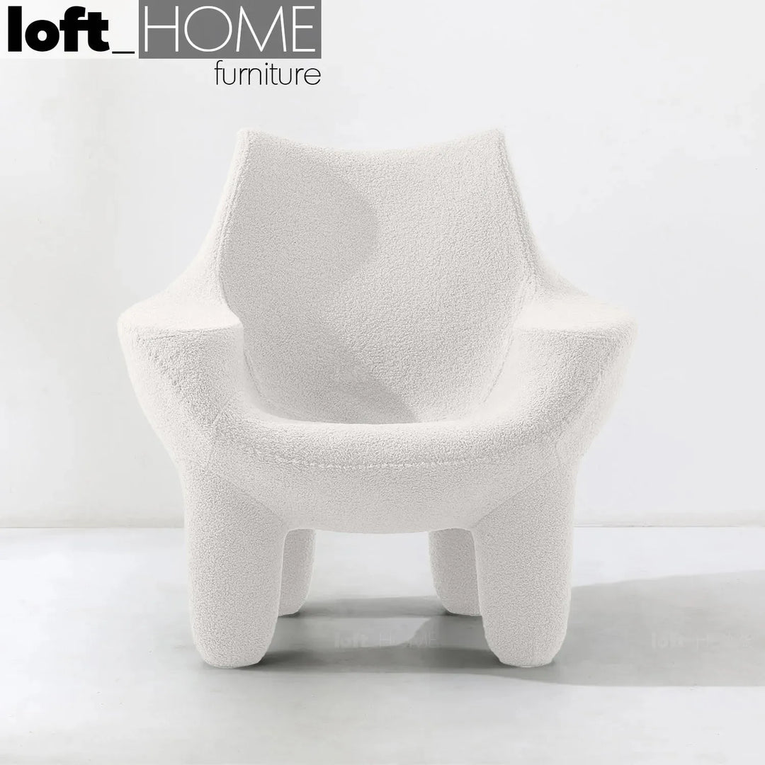 Cream boucle 1 seater sofa mibster primary product view.