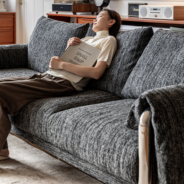 Cream boucle fabric 3 seater sofa song material variants.