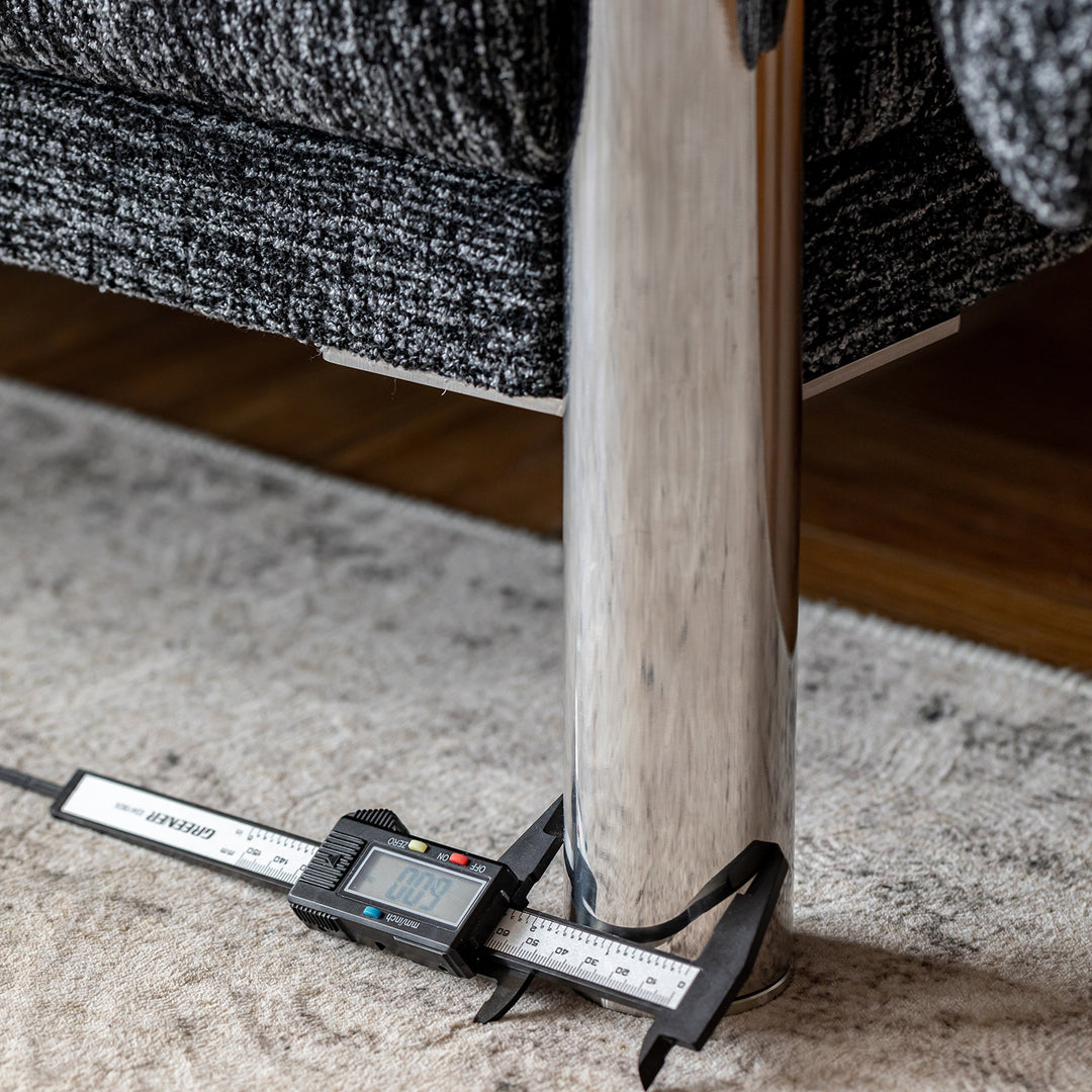 Cream boucle fabric 3 seater sofa song in details.