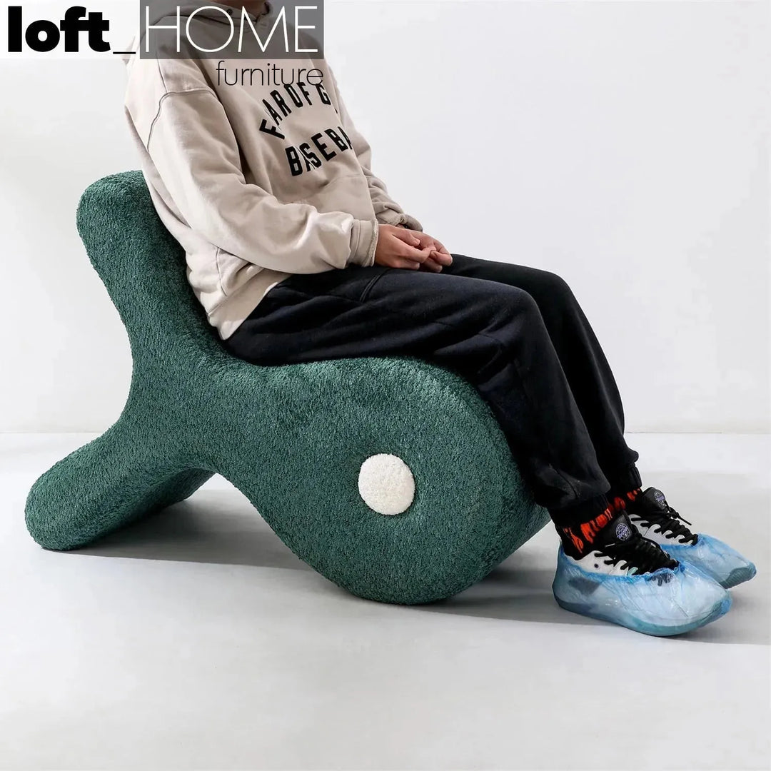 Cream boucle ottoman fish primary product view.