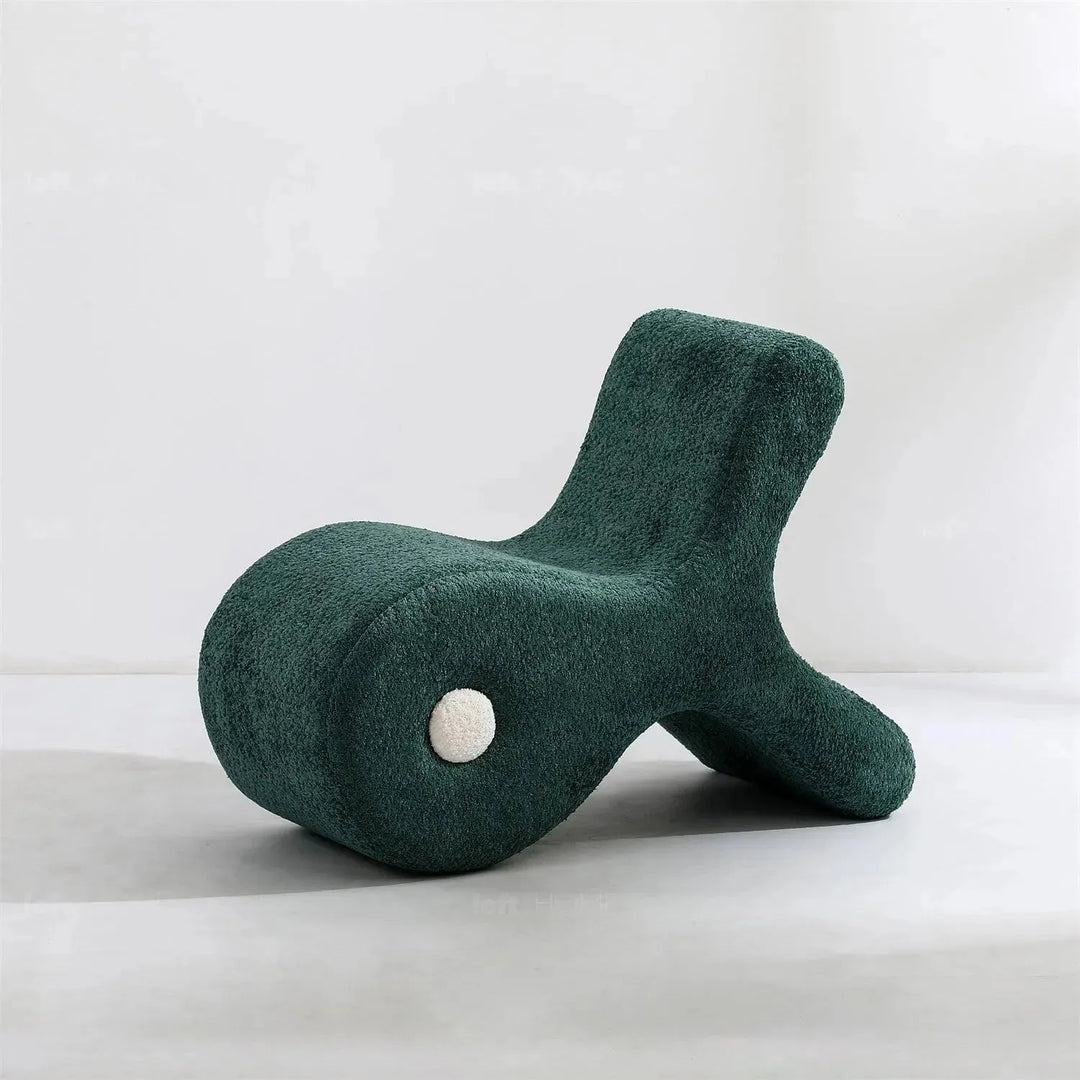 Cream boucle ottoman fish in real life style.